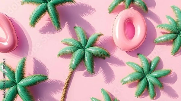 Fototapeta Exotic palm inflatable pool float pattern