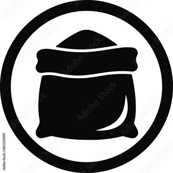 Obraz Silhouette burlap sack vector icon inside a circle vector Illustrator