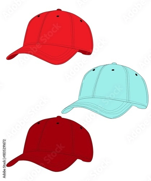 Obraz Colored Cap vector illustration White Background 