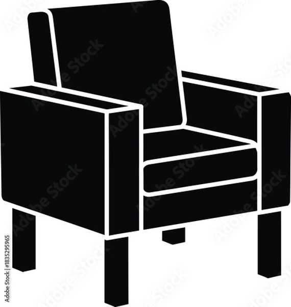 Fototapeta Modern black armchair icon with clean lines and minimalist design on a white background