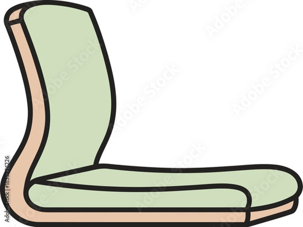 Fototapeta Simple modern floor cushion or seat with a light green fabric and curved ergonomic design