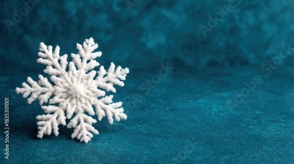 Fototapeta Delicate crystallike snowflake cluster winter wonderland elegant photography studio setting close-up view aesthetic concept