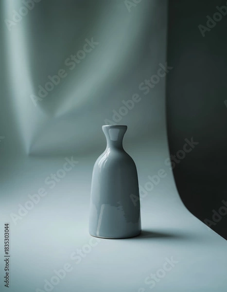 Obraz Elegant Gray Ceramic Vase on Smooth Monochrome Background