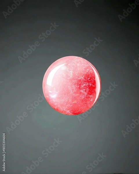 Fototapeta Red Sphere Floating Against Grey Background