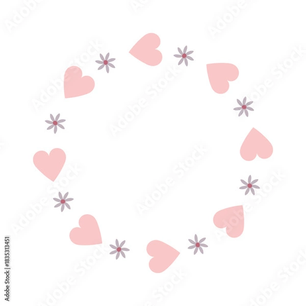 Obraz vector wreath hearts and flowers