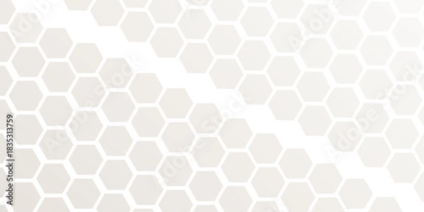 Fototapeta "Minimal white hexagon pattern background with soft gradient tones. Clean geometric honeycomb design ideal for modern presentations,tech templates,banners, websites,and professional graphic projects.