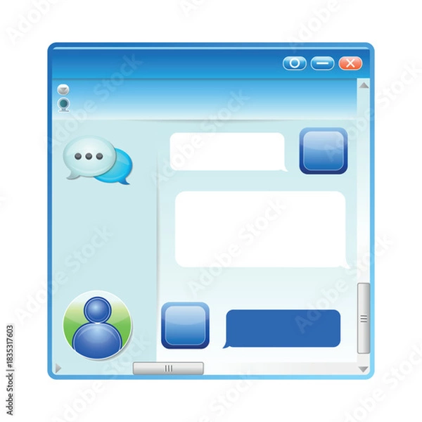 Obraz 2000s interface with gradients. Retro user interface elements in 2000s style. Chat interface window.