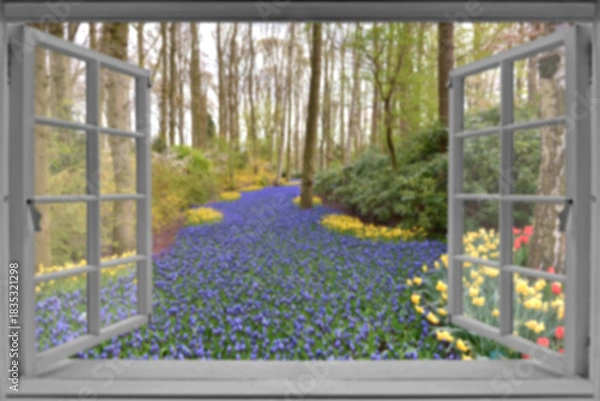 Obraz Blurred background. The old window isolated on a white background