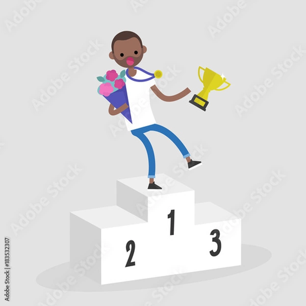 Fototapeta Unexpected failure at the awards ceremony. Rise and fall. Sport. Concept. Flat editable vector illustration, clip art