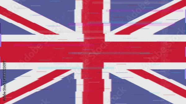 Obraz United Kingdom Glitch Flag Vector - Union Jack RGB Split Video Frame