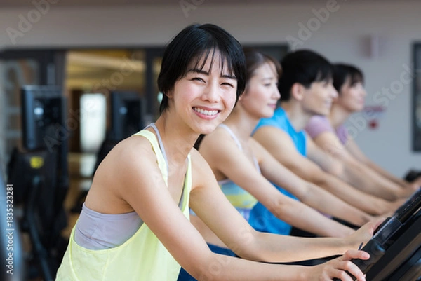 Obraz スポーツジムでトレーニングする女性　撮影協力：スポーツクラブ&サウナスパ ルネサンス 幕張24