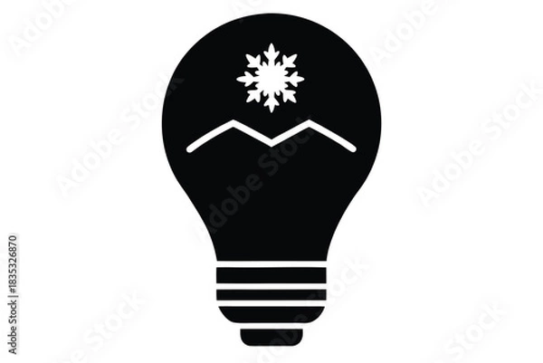 Fototapeta bulb with snow inside vector icon silhouette illus