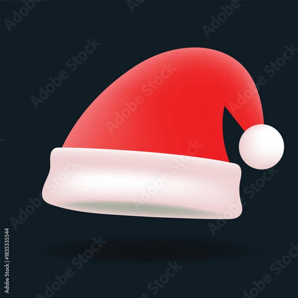 Fototapeta Red Christmas Santa hat icon on dark background