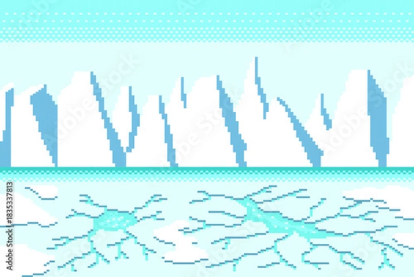 Obraz Frost fractures and abstract crystalline geometry on serene white palettes, Winter landscape.