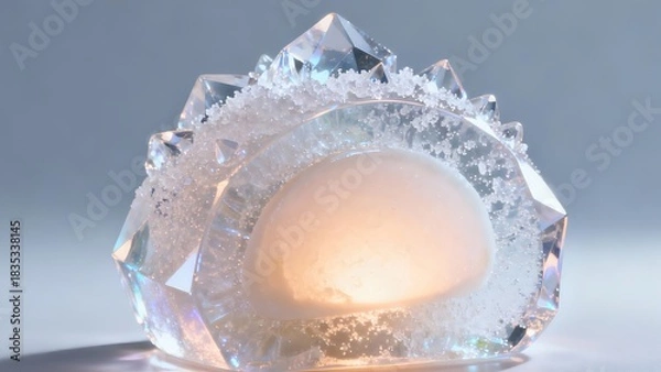 Fototapeta Futuristic Crystal or Geode Dessert with Glowing Center