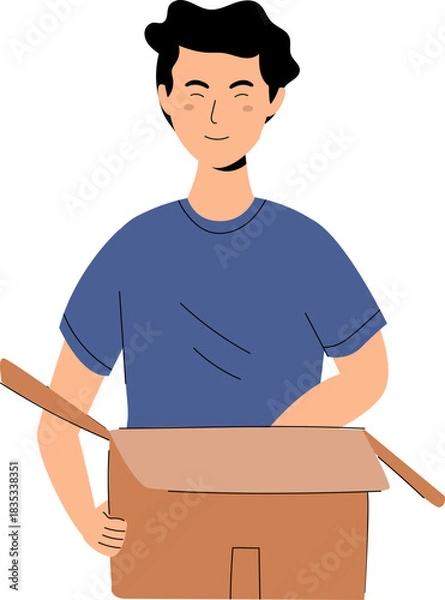 Obraz Customers Opened the Package Vector Illustration