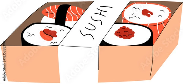 Obraz A Box of Sushi Vector Illustration