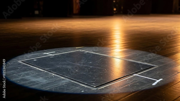 Obraz Spotlight on an empty theater stage floor