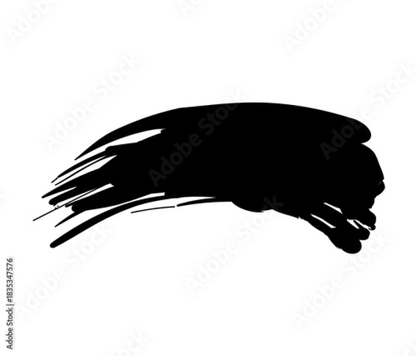Obraz Black Abstract Brush Stroke Texture on White Background – Ink Paint Stroke, Grunge Art Shape, Minimalist Design Element
