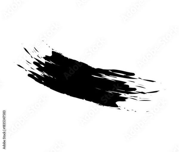 Obraz Black Ink Brush Stroke Texture Isolated on White Background