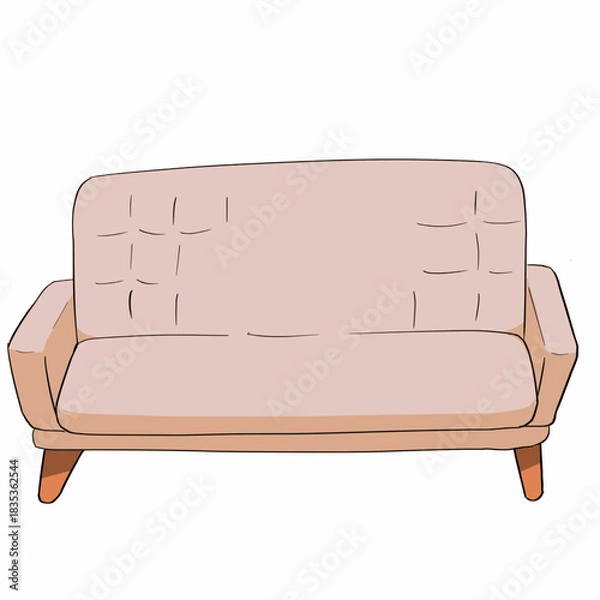 Fototapeta 長いソファのシンプルなベクターイラスト