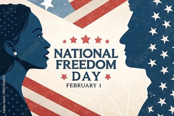 Fototapeta National Freedom Day: Silhouettes American Flag Imagery And February Celebration of Unity and Patriotism

