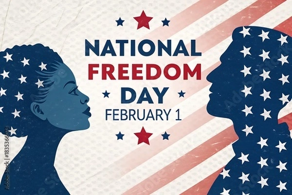 Fototapeta National Freedom Day: Silhouettes American Flag Imagery And February Celebration of Unity and Patriotism


