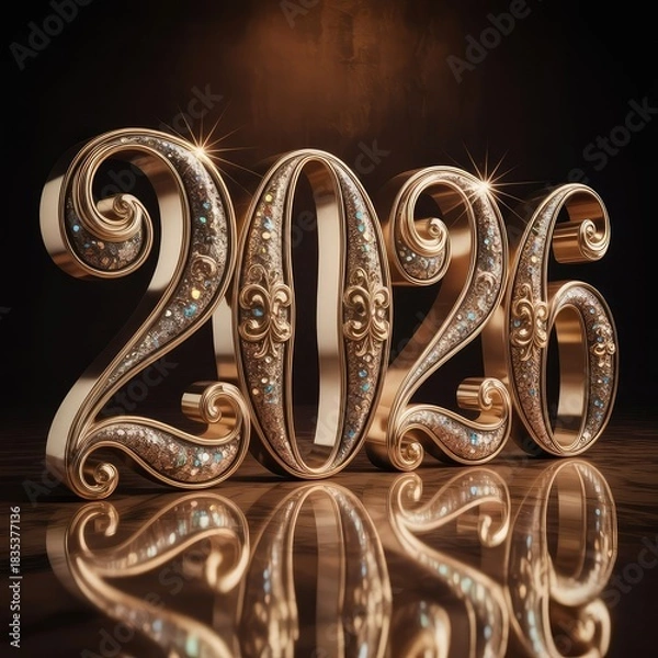 Obraz 2026 3d rendered  numbers 