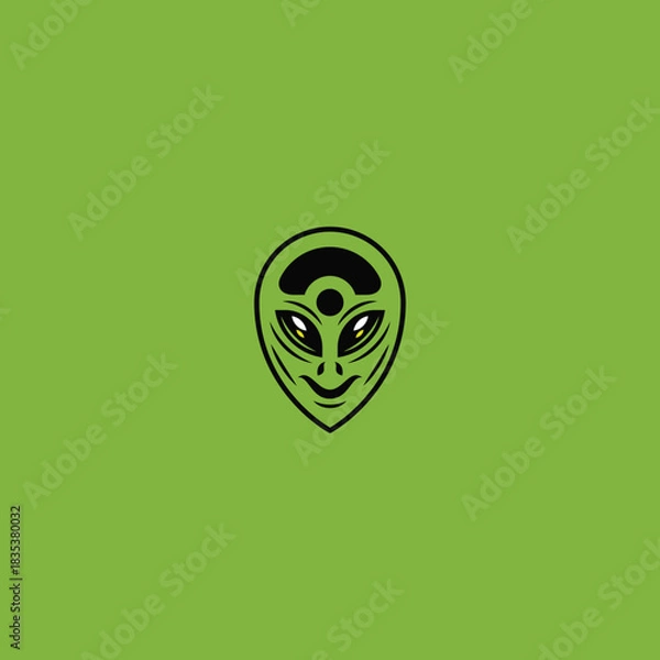Fototapeta Alien car steering wheel logo illustration.