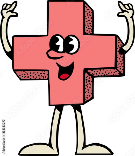 Obraz Plus Math Symbol Character Mascot Vector Illustration