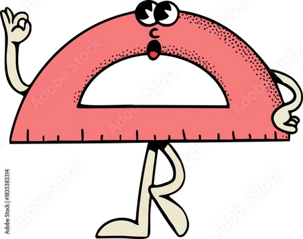 Obraz Protactor Ruler Math Symbol Character Mascot Vector Illustration