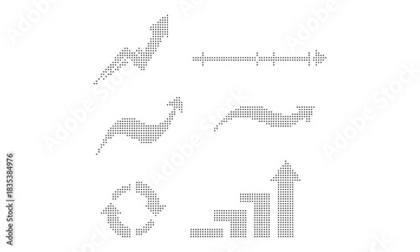 Fototapeta Dotted Arrows and Bar Chart Icons up arrow down arrow
