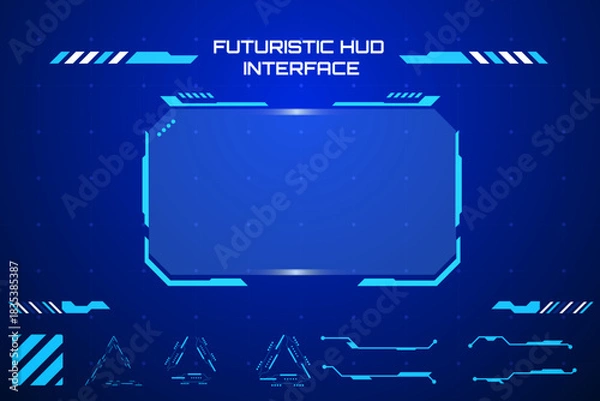 Obraz Minimalist Sci-Fi UI Elements. Abstract Boxes, Icons, and Borders for Clean Tech Design.