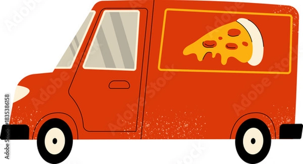 Obraz Pizza Van Vector Illustration
