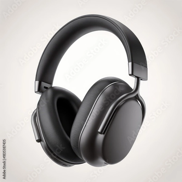 Obraz White wireless headphones on white background
