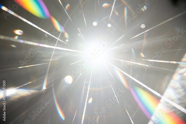 Obraz Abstract Sunlight Rays Through Crystal Prism Refraction Effect""
