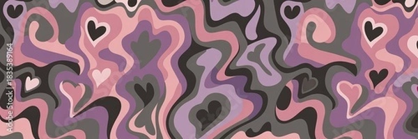 Obraz Abstract Heart Pattern Background: Vibrant Swirls in Pink, Purple, and Gray