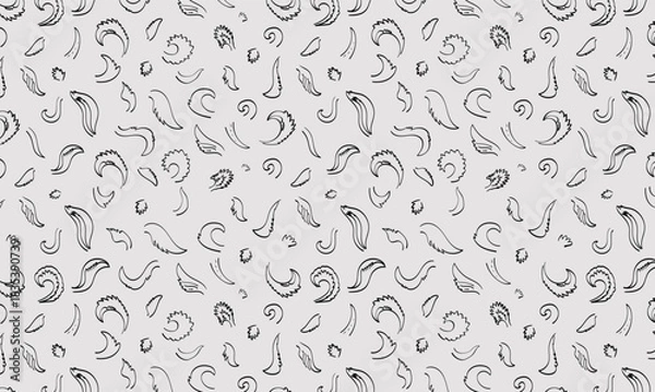 Obraz  Tail dog Seamless pattern doodle vector black line art 