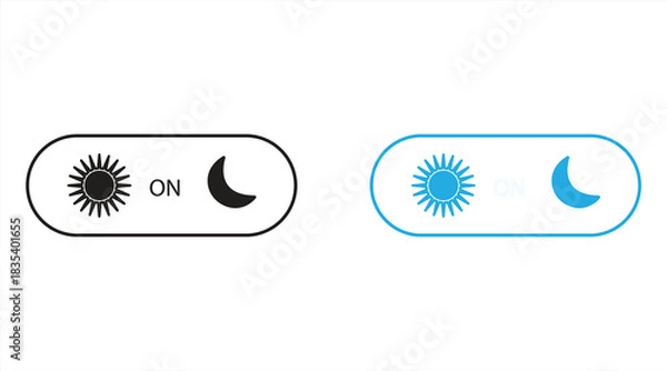 Fototapeta day and night mode switching, sun and moon icons, vector illustration