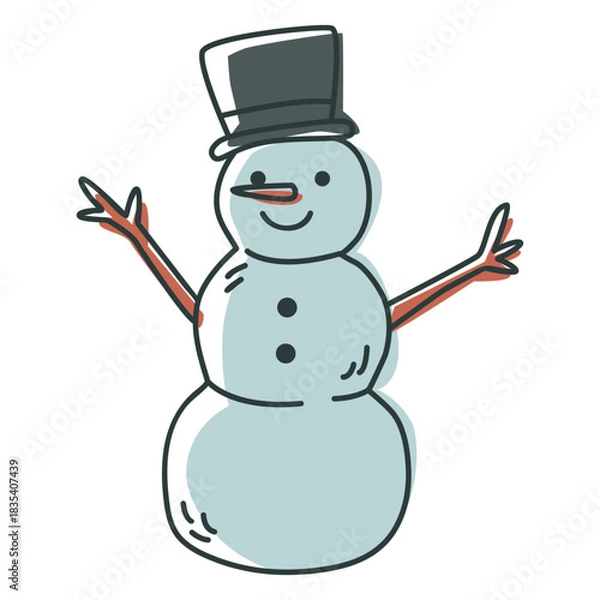 Obraz Winter botanic snowman icon