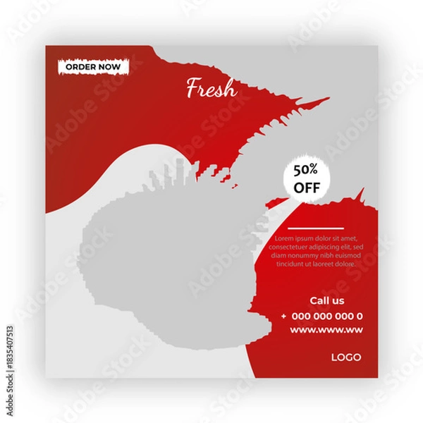 Fototapeta Fresh coconut social media post template 