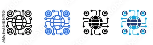 Obraz Global Connectivity icon Multi Style Vector Illustration