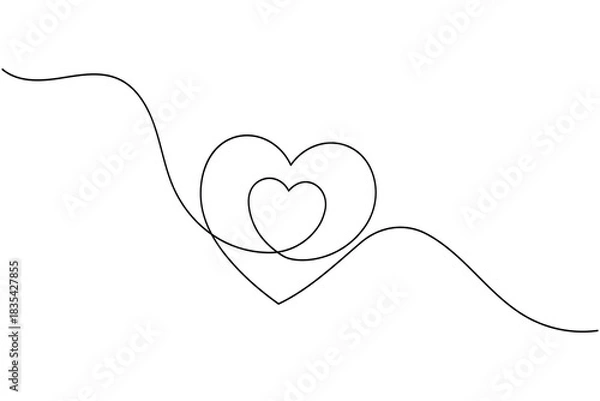 Fototapeta Continuous line drawing of nested hearts, love and connection