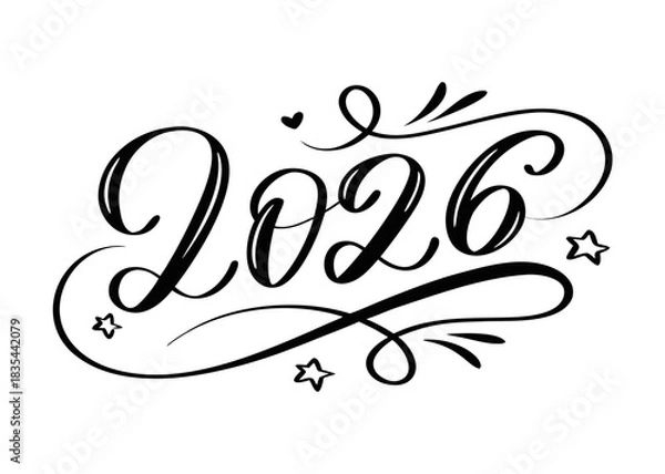 Obraz text 2026 calligraphy vector, new year 