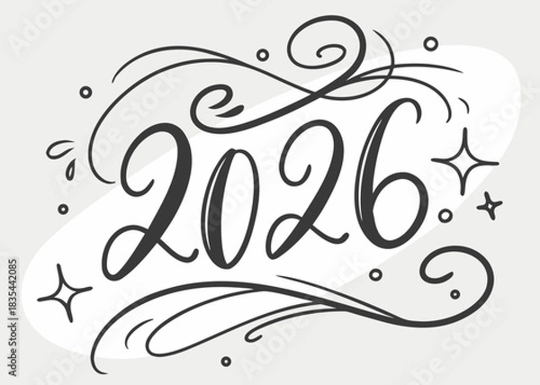 Obraz calligraphy text 2026 vector, new year 