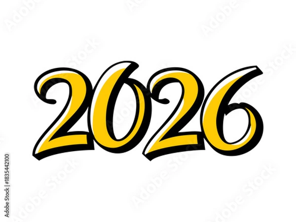 Obraz doodle text 2026 vector, new year 