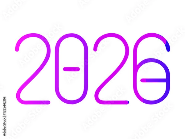 Obraz purple text 2026 vector, new year 