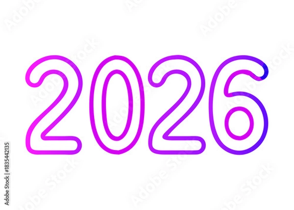 Obraz gradient text 2026 vector, new year 