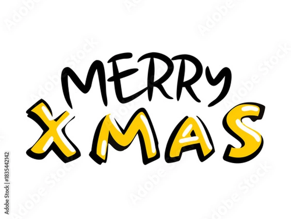 Obraz Merry Xmas text vector, isolated