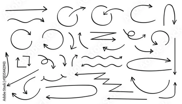 Fototapeta Hand drawn arrow collection sketchy directional elements for design and illustration